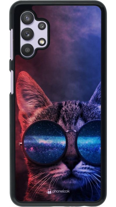 Hülle Samsung Galaxy A32 5G - Red Blue Cat Glasses