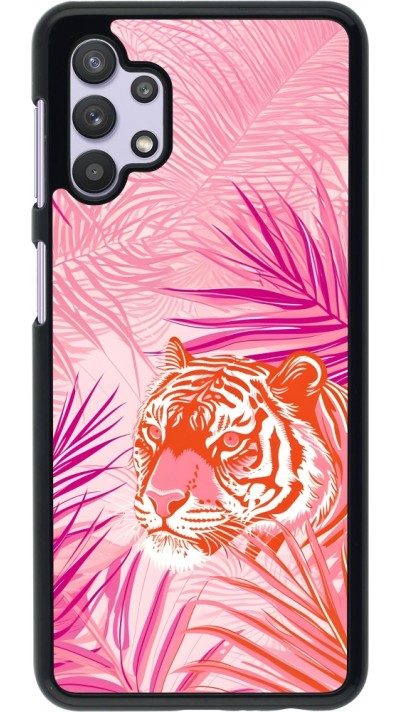 Samsung Galaxy A32 5G Case Hülle - Tiger Palmen rosa