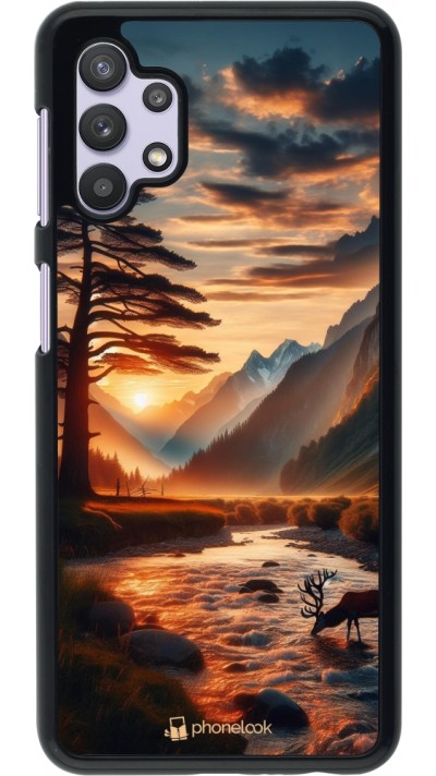 Samsung Galaxy A32 5G Case Hülle - Tal Sonnenuntergang Hirsch Baum