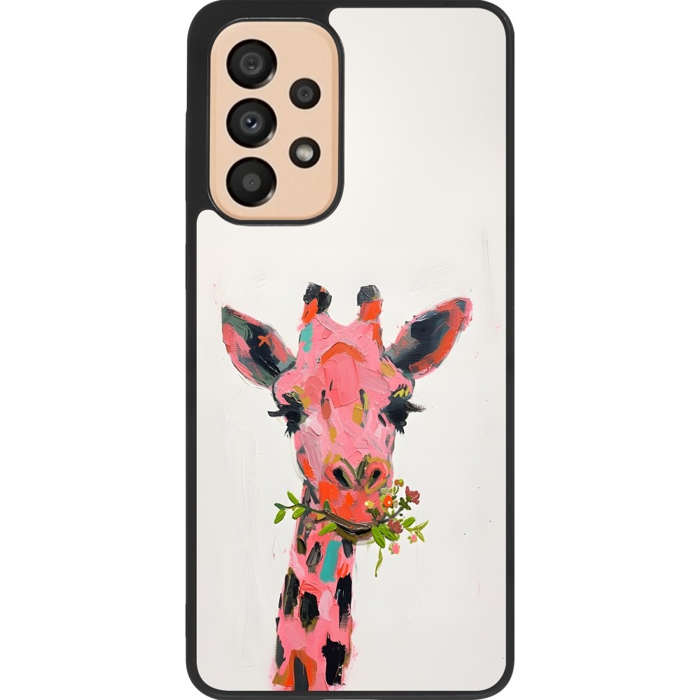 Samsung Galaxy A33 5G Case Hülle - Silikon schwarz Pink Girafe Paint