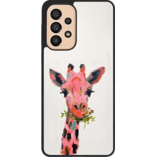 Samsung Galaxy A33 5G Case Hülle - Silikon schwarz Pink Girafe Paint