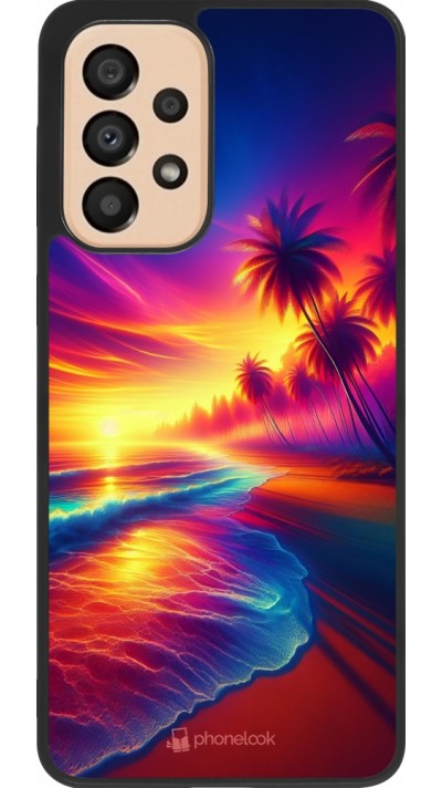 Samsung Galaxy A33 5G Case Hülle - Silikon schwarz Strand Sonnenuntergang auffällig