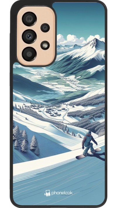 Samsung Galaxy A33 5G Case Hülle - Silikon schwarz Snowboarder Berg