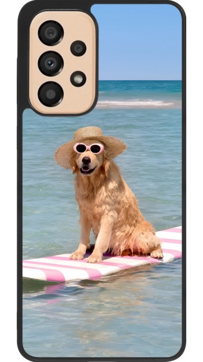 Coque Samsung Galaxy A33 5G - Silicone rigide noir Summer Dog on Paddle