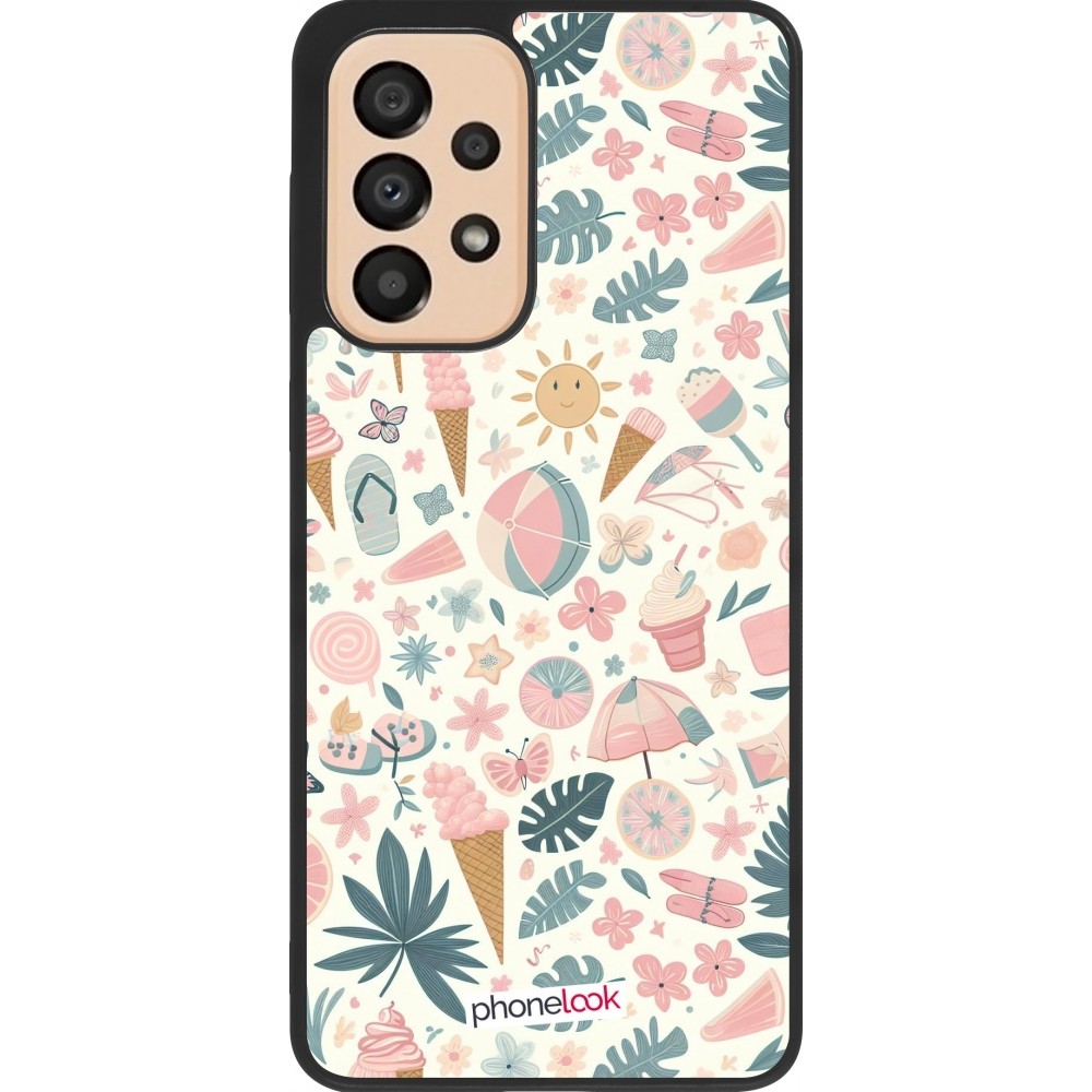 Samsung Galaxy A33 5G Case Hülle - Silikon schwarz Sommer Pink Muster