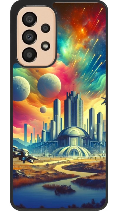 Coque Samsung Galaxy A33 5G - Silicone rigide noir Ville extra-dôme futuriste