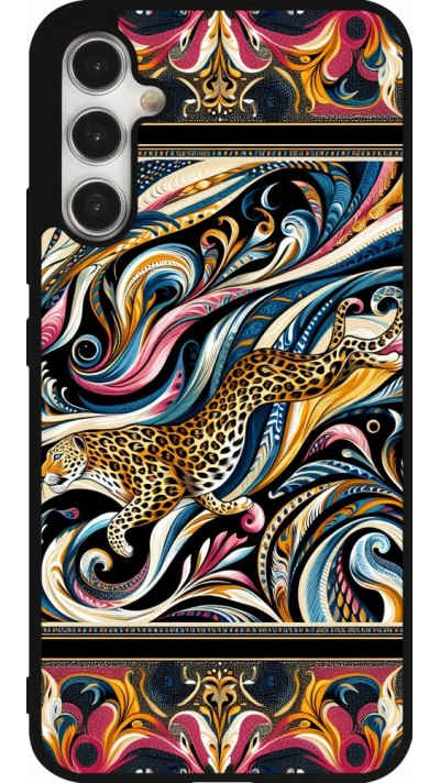 Samsung Galaxy A34 5G Case Hülle - Silikon schwarz Leopard Abstrakte Kunst