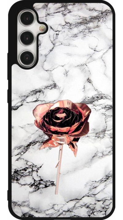 Samsung Galaxy A34 5G Case Hülle - Silikon schwarz Marble Rose Gold