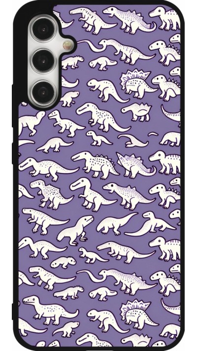 Samsung Galaxy A34 5G Case Hülle - Silikon schwarz Mini-Dino-Muster violett