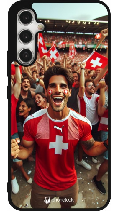 Coque Samsung Galaxy A34 5G - Silicone rigide noir Supporter Suisse Euro 2024