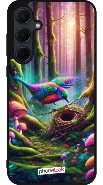 Samsung Galaxy A35 5G Case Hülle - Silikon schwarz Vogel Nest Wald