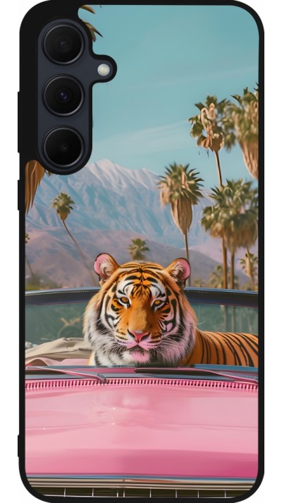 Samsung Galaxy A35 5G Case Hülle - Silikon schwarz Tiger Auto rosa