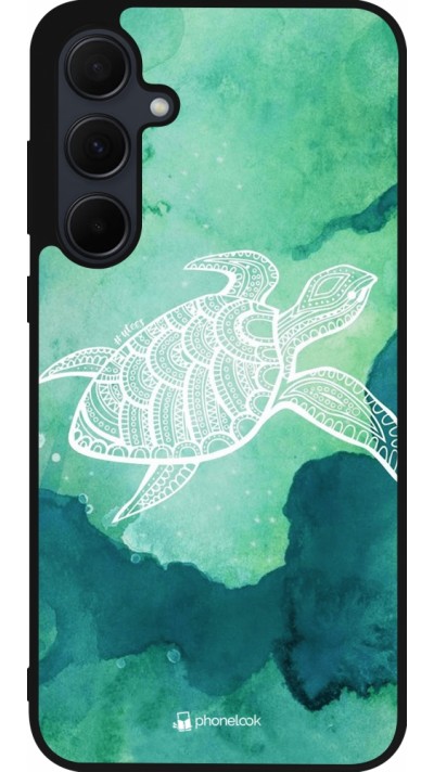 Samsung Galaxy A35 5G Case Hülle - Silikon schwarz Turtle Aztec Watercolor