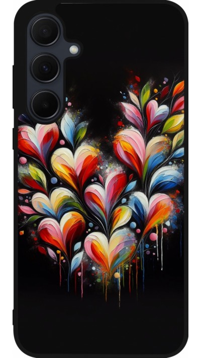 Samsung Galaxy A35 5G Case Hülle - Silikon schwarz Valentin 2024 Schwarzes Herz Abstrakt