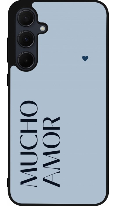 Samsung Galaxy A35 5G Case Hülle - Silikon schwarz Valentine 2024 mucho amor azul