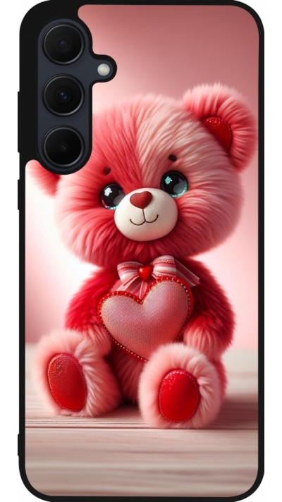 Samsung Galaxy A35 5G Case Hülle - Silikon schwarz Valentin 2024 Rosaroter Teddybär