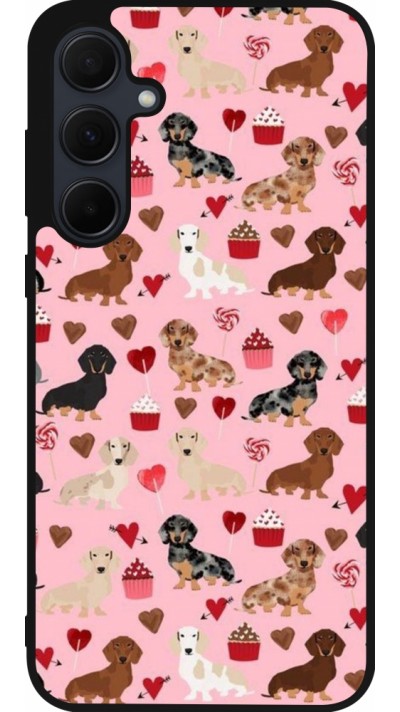 Samsung Galaxy A35 5G Case Hülle - Silikon schwarz Valentine 2024 puppy love