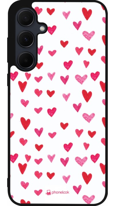 Samsung Galaxy A35 5G Case Hülle - Silikon schwarz Valentine 2022 Many pink hearts