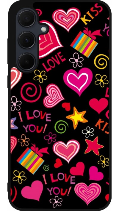 Samsung Galaxy A35 5G Case Hülle - Silikon schwarz Valentine 2023 love symbols