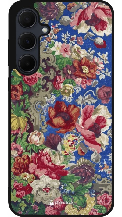 Samsung Galaxy A35 5G Case Hülle - Silikon schwarz Vintage Art Flowers