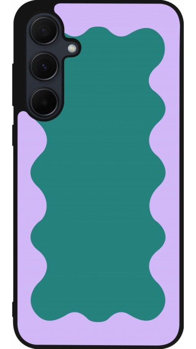 Samsung Galaxy A35 5G Case Hülle - Silikon schwarz Wavy Rectangle Green Purple