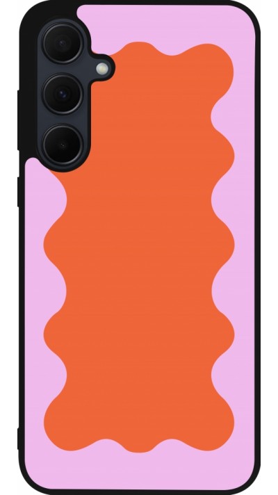 Samsung Galaxy A35 5G Case Hülle - Silikon schwarz Wavy Rectangle Orange Pink