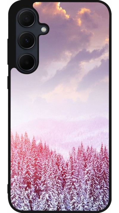 Samsung Galaxy A35 5G Case Hülle - Silikon schwarz Winter 22 Pink Forest