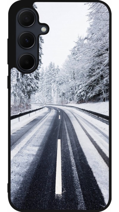 Samsung Galaxy A35 5G Case Hülle - Silikon schwarz Winter 22 Snowy Road