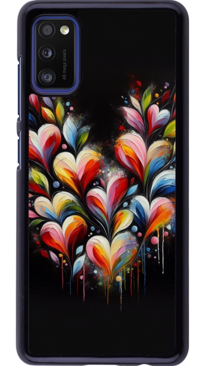 Samsung Galaxy A41 Case Hülle - Valentin 2024 Schwarzes Herz Abstrakt