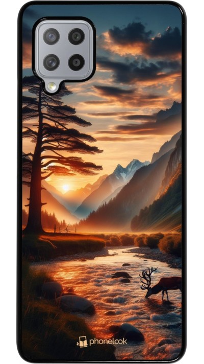 Samsung Galaxy A42 5G Case Hülle - Tal Sonnenuntergang Hirsch Baum