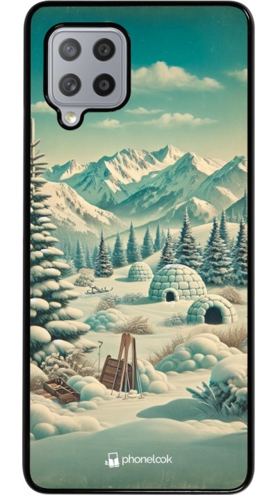 Samsung Galaxy A42 5G Case Hülle - Vintage Schneebedeckter Berg Iglu