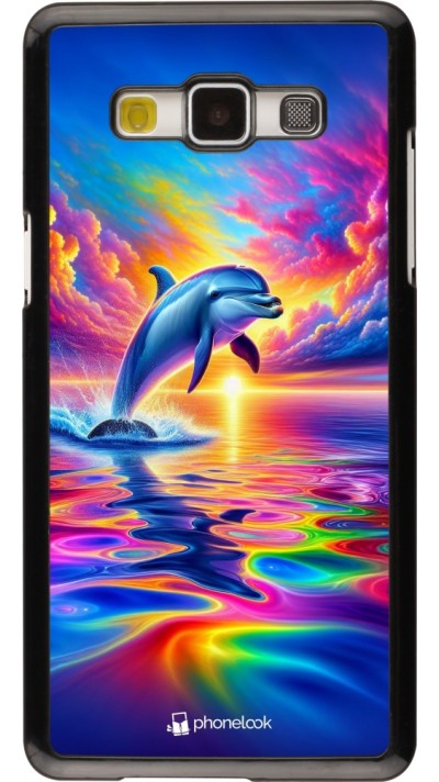 Samsung Galaxy A5 (2015) Case Hülle - Glücklicher Regenbogen-Delfin