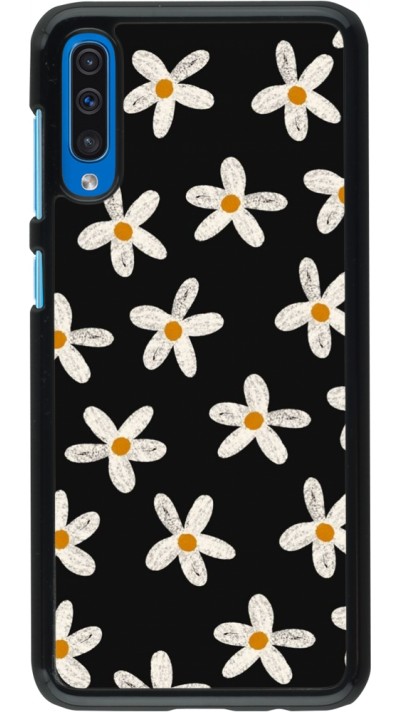 Coque Samsung Galaxy A50 - Easter 2024 white on black flower