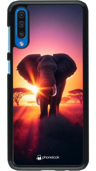 Samsung Galaxy A50 Case Hülle - Elefant Sonnenaufgang Schönheit