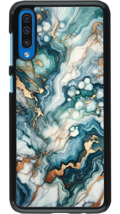 Samsung Galaxy A50 Case Hülle - Grüner Blauer Goldener Marmor