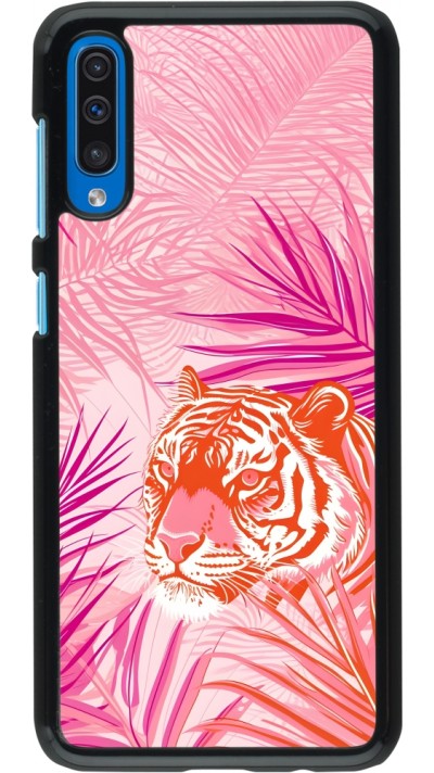 Samsung Galaxy A50 Case Hülle - Tiger Palmen rosa