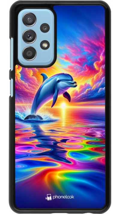 Samsung Galaxy A52 Case Hülle - Glücklicher Regenbogen-Delfin