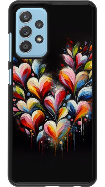 Samsung Galaxy A52 Case Hülle - Valentin 2024 Schwarzes Herz Abstrakt