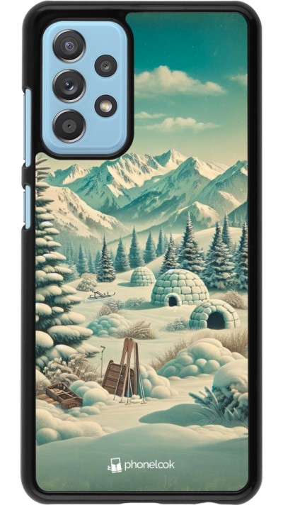 Samsung Galaxy A52 Case Hülle - Vintage Schneebedeckter Berg Iglu