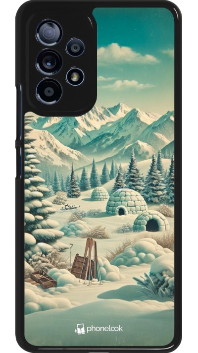 Samsung Galaxy A53 5G Case Hülle - Vintage Schneebedeckter Berg Iglu