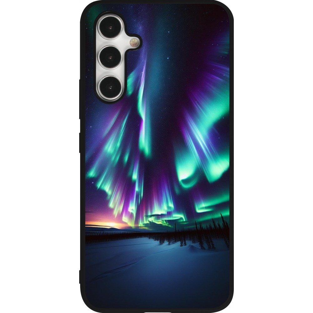 Samsung Galaxy A54 Case Hülle - Silikon schwarz Funkelndes Nordlicht