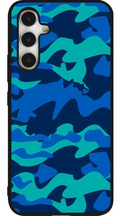 Samsung Galaxy A54 Case Hülle - Silikon schwarz Camo Blue