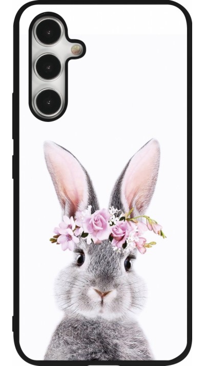 Samsung Galaxy A54 Case Hülle - Silikon schwarz Easter 2023 flower bunny