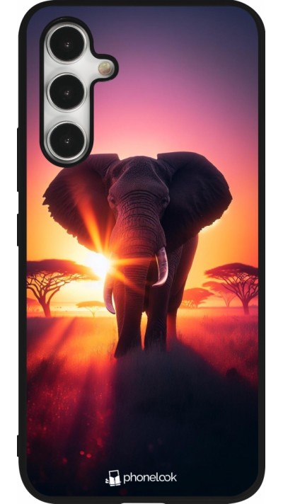 Samsung Galaxy A54 Case Hülle - Silikon schwarz Elefant Sonnenaufgang Schönheit