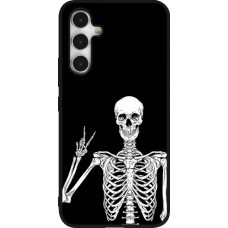 Samsung Galaxy A54 Case Hülle - Silikon schwarz Halloween 2023 peace skeleton