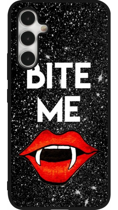 Coque Samsung Galaxy A54 5G - Silicone rigide noir Halloween 2024 bite me