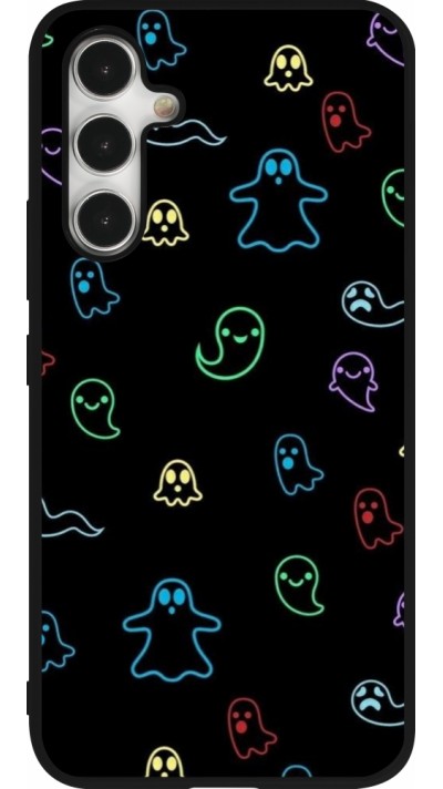 Coque Samsung Galaxy A54 5G - Silicone rigide noir Halloween 2024 colorful ghosts