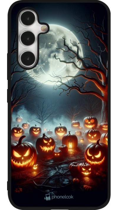 Coque Samsung Galaxy A54 5G - Silicone rigide noir Halloween 2024 Many Pumpkins