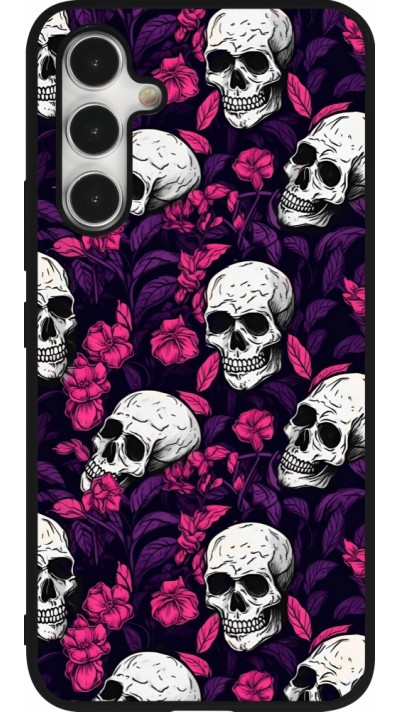 Coque Samsung Galaxy A54 5G - Silicone rigide noir Halloween 2024 romantic skulls