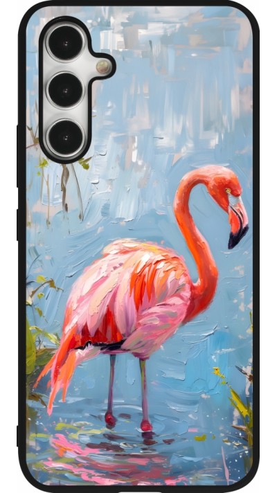 Samsung Galaxy A54 Case Hülle - Silikon schwarz Paint Flamingo